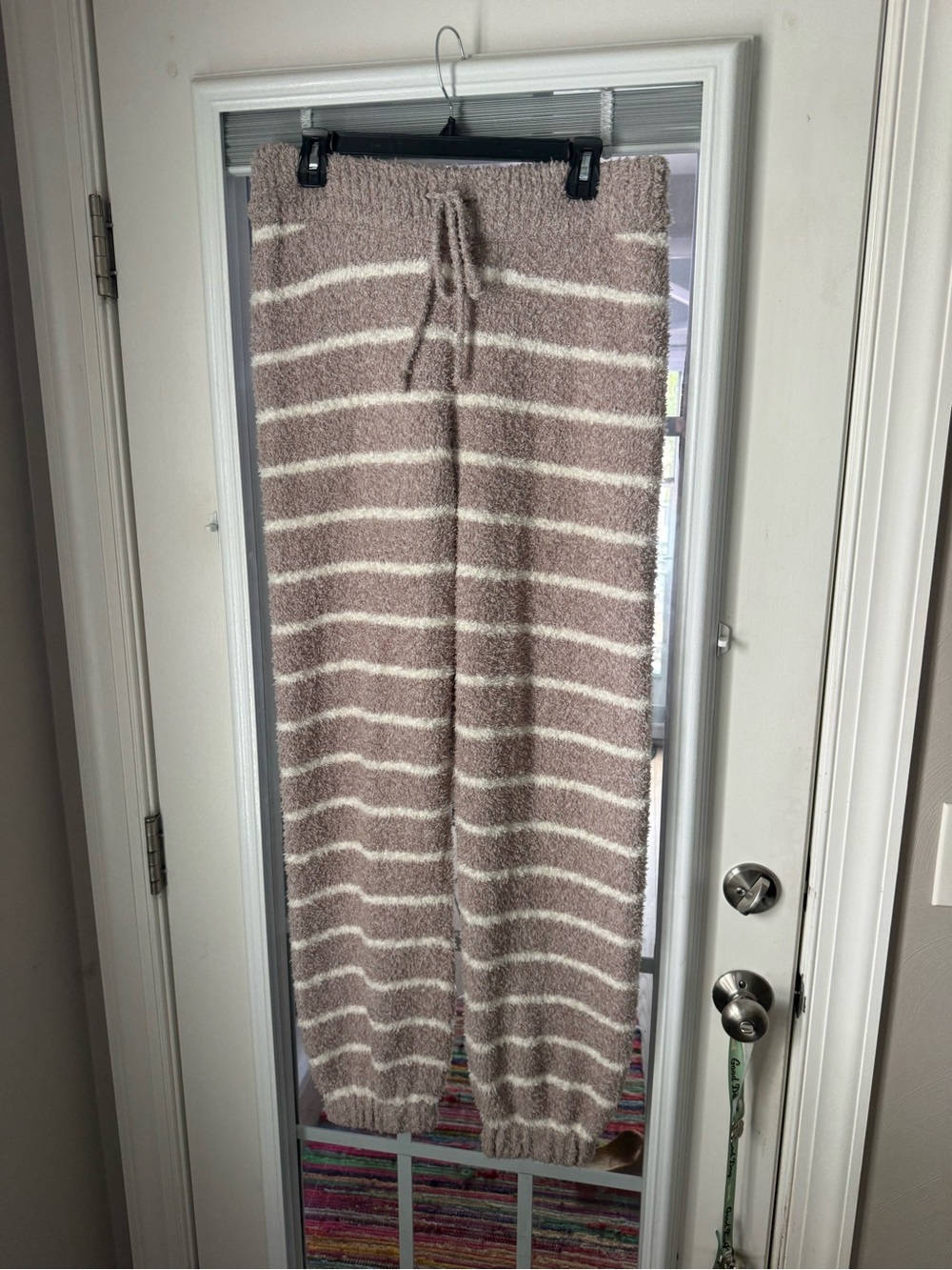 Olive & Oak Taupe and Cream Striped Knit Joggers